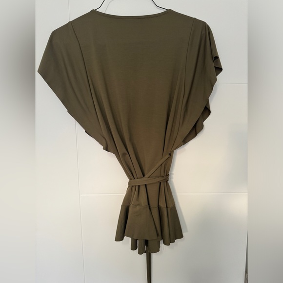 Olive green wrap blouse - Picture 2 of 5